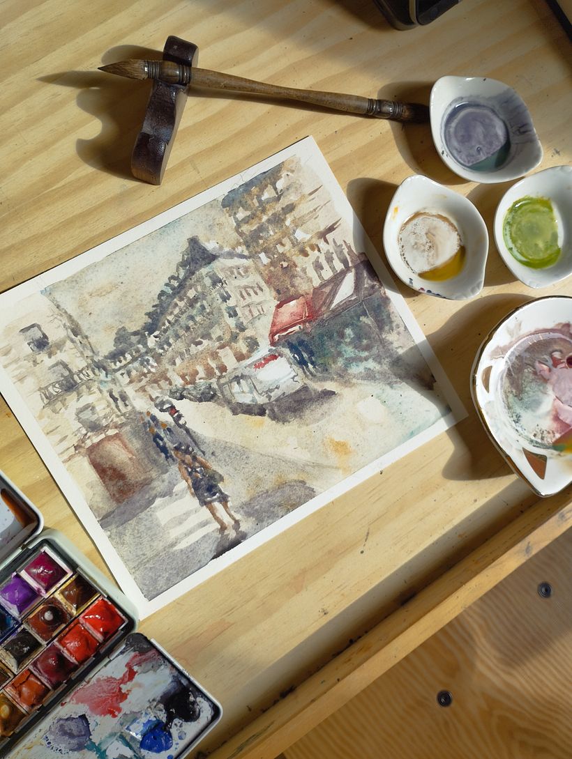 Un verano en París. Mi proyecto del curso: Fundamentos de la luz y el color para acuarela 1