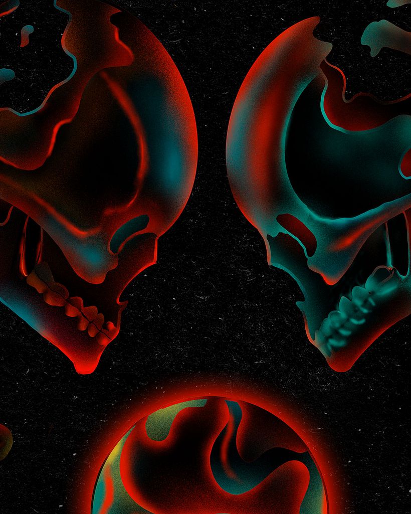 Ilustración retrofuturista con Procreate: "Two souls" 4