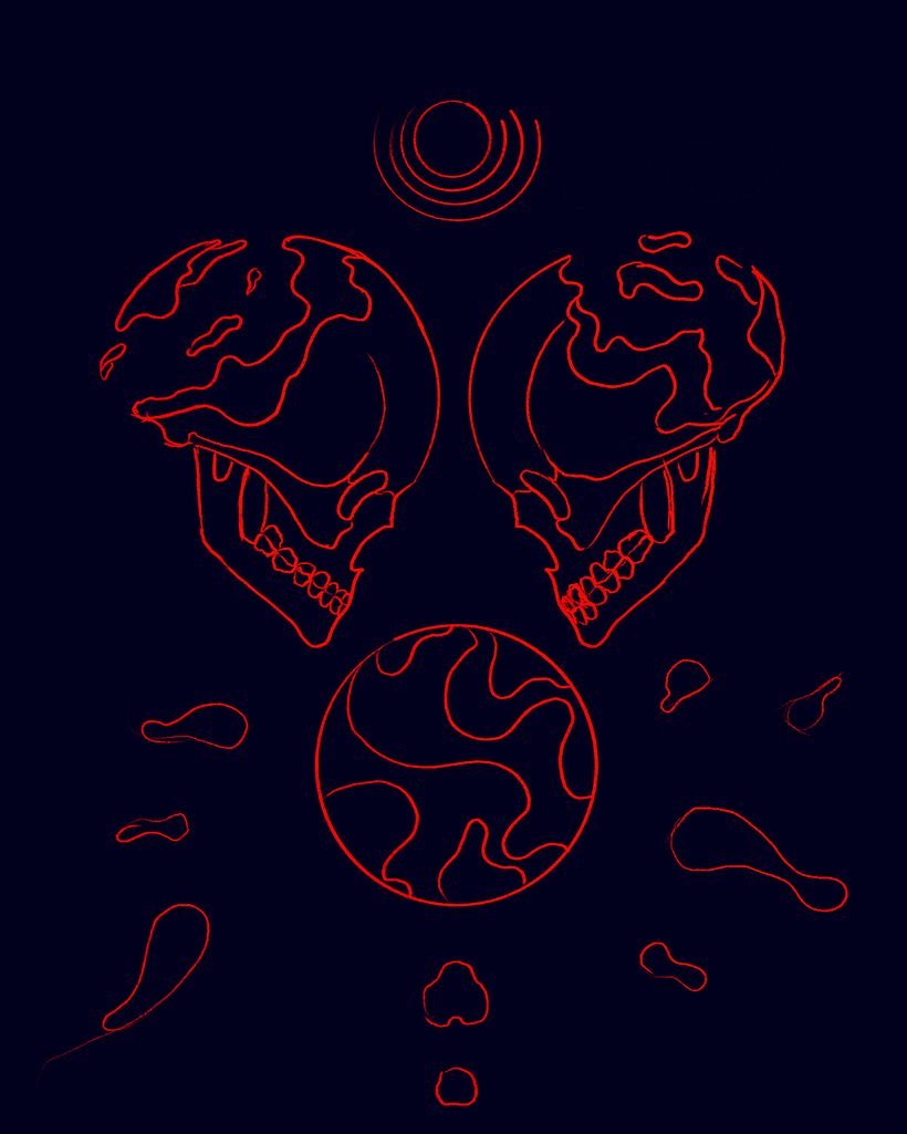 Ilustración retrofuturista con Procreate: "Two souls" 2