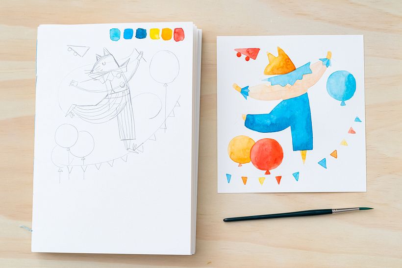 The first watercolour layers! Getting the first blocks of colour and introducing gradients to add texture.