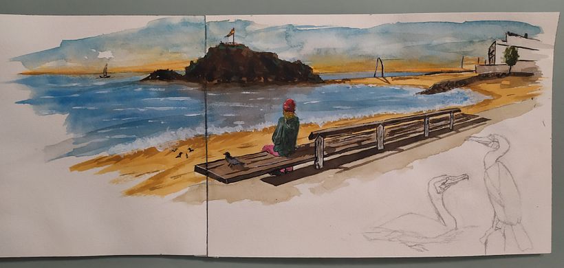 Esbozo cormoranes de Blanes