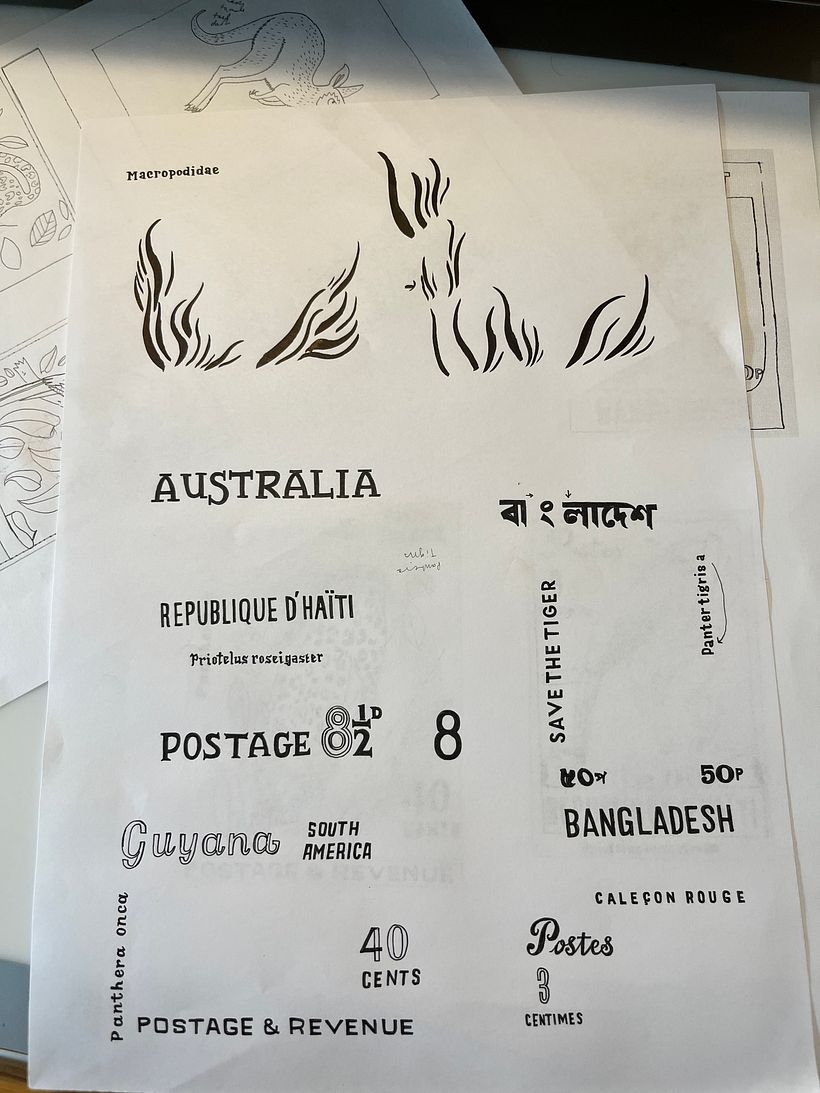 Drawings for a new project -  A-Z of  stamps