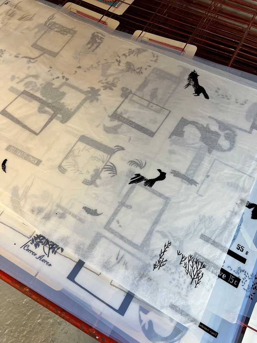 stencils ready to expose onto screen