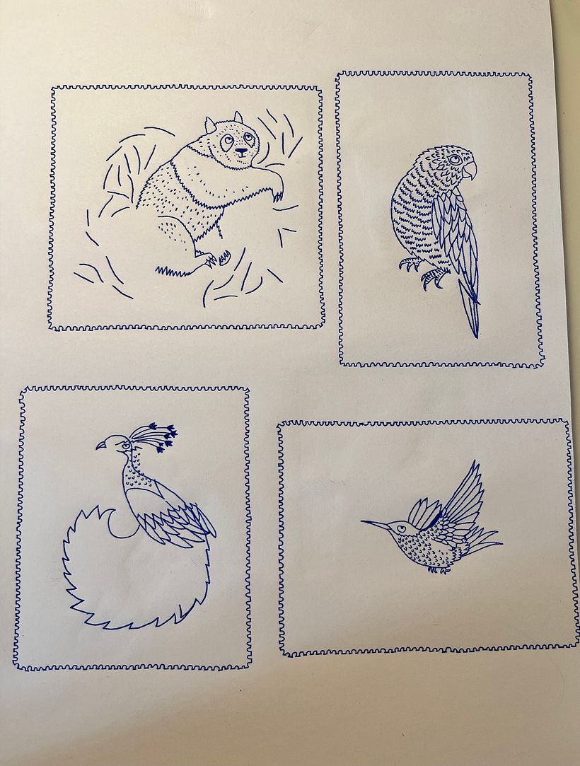 and this is the result! Something moved when I was drawing the peacock so i had to re-do that bit