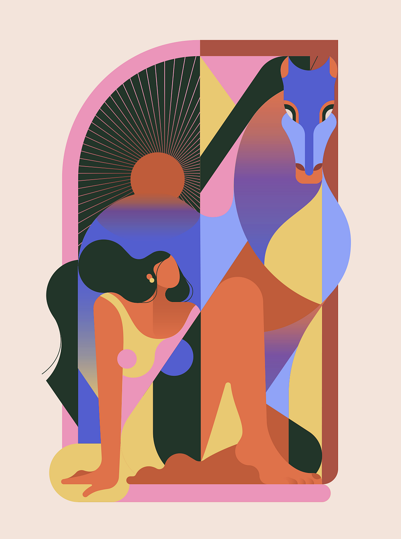 Ela Sonhava com os Cavalos. Ilustração digital