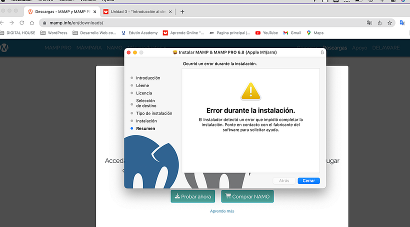 problemas para abrir localhost con MAMP 1