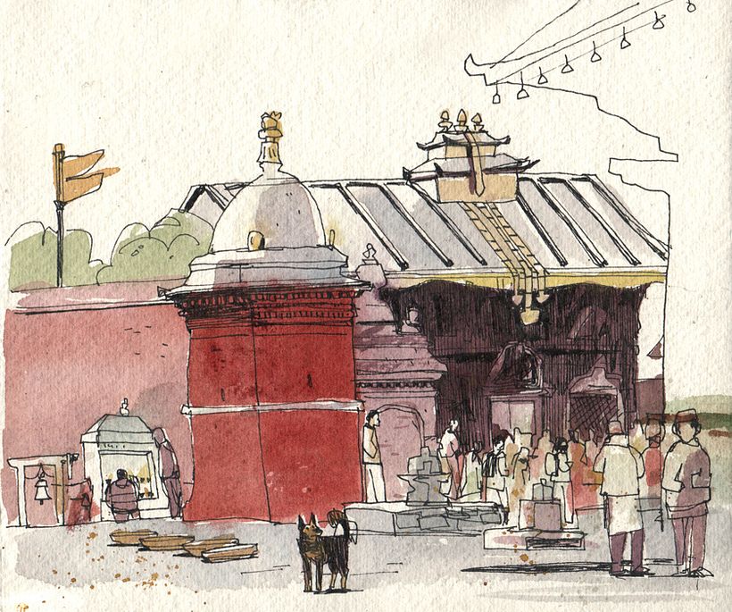 Thursday is the worship day for this Hindu temple in Lalitpur. A street dog visited to pay his respects as well.