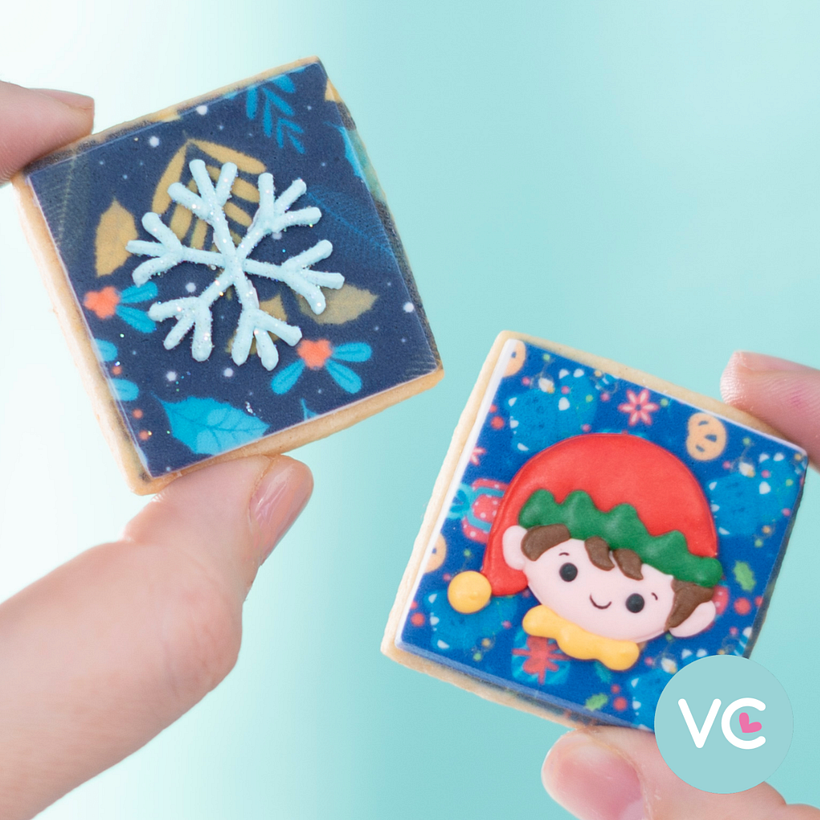 Mini galletas con impresiones comestibles y micro sprinkles a mano