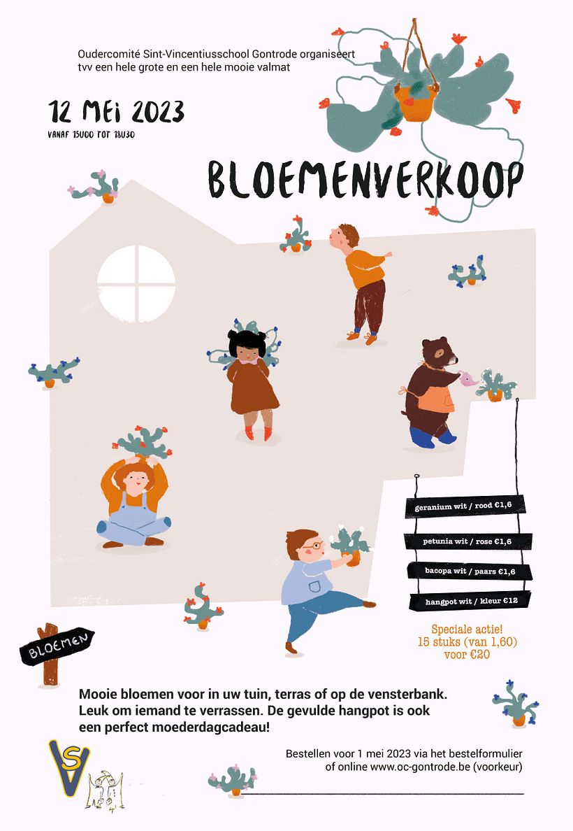 Affiche bloemenverkoop school 2