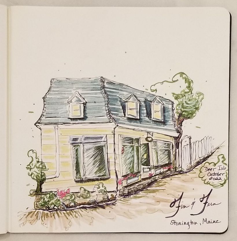I'm pretty happy with this. I used the white space pretty well, like the colors. Will work on perspective, like for the roof.