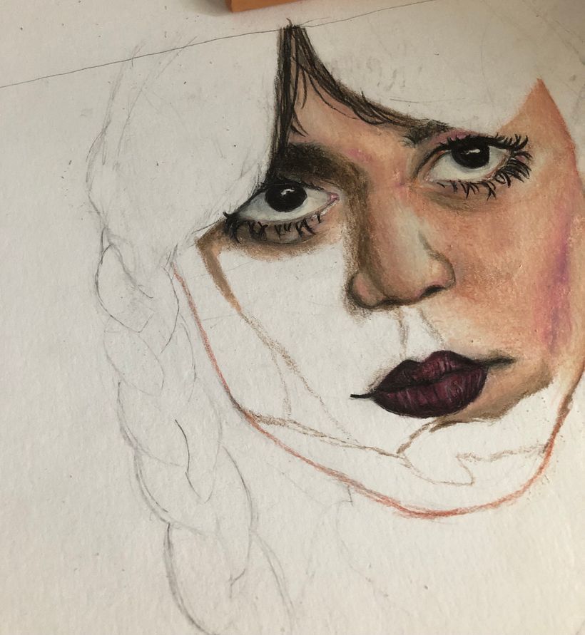Mi Proyecto del curso:  Retrato realista con lápices de colores - @catu.arte  4
