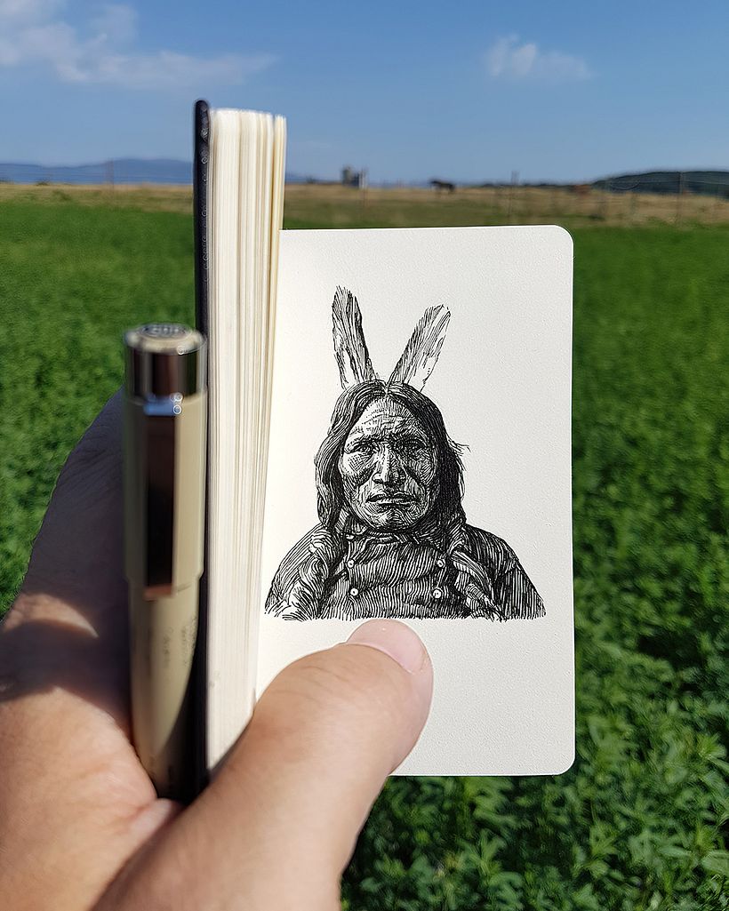 "Native Americans" pen and ink selected sketches