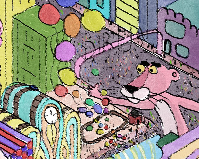 balloons + pink panther