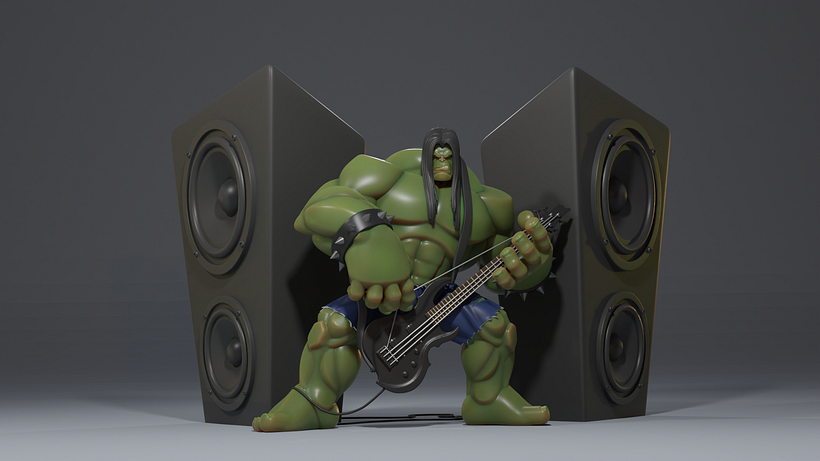 Añadí los bafles y empecé el render en Blender.