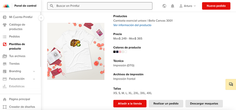 Diseño de Playera en Printful