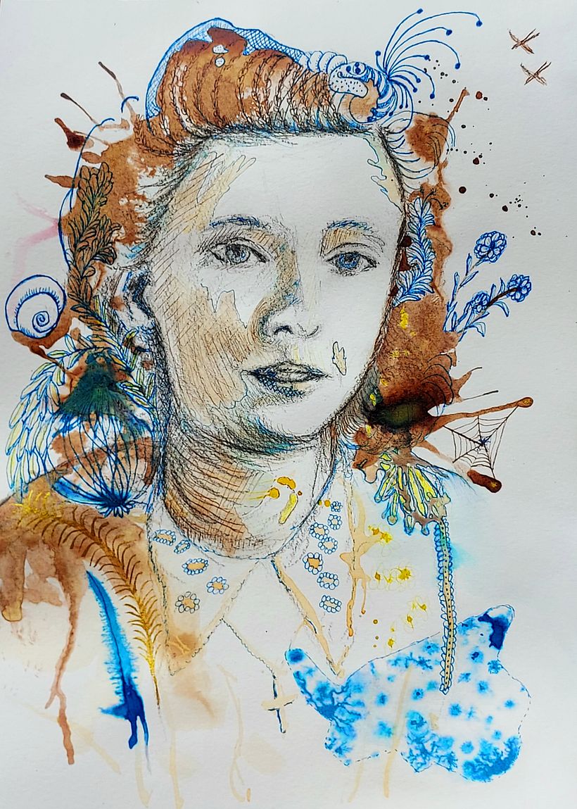 My project for course: Experimental Portraiture with Ink, Tea and Alcohol 1