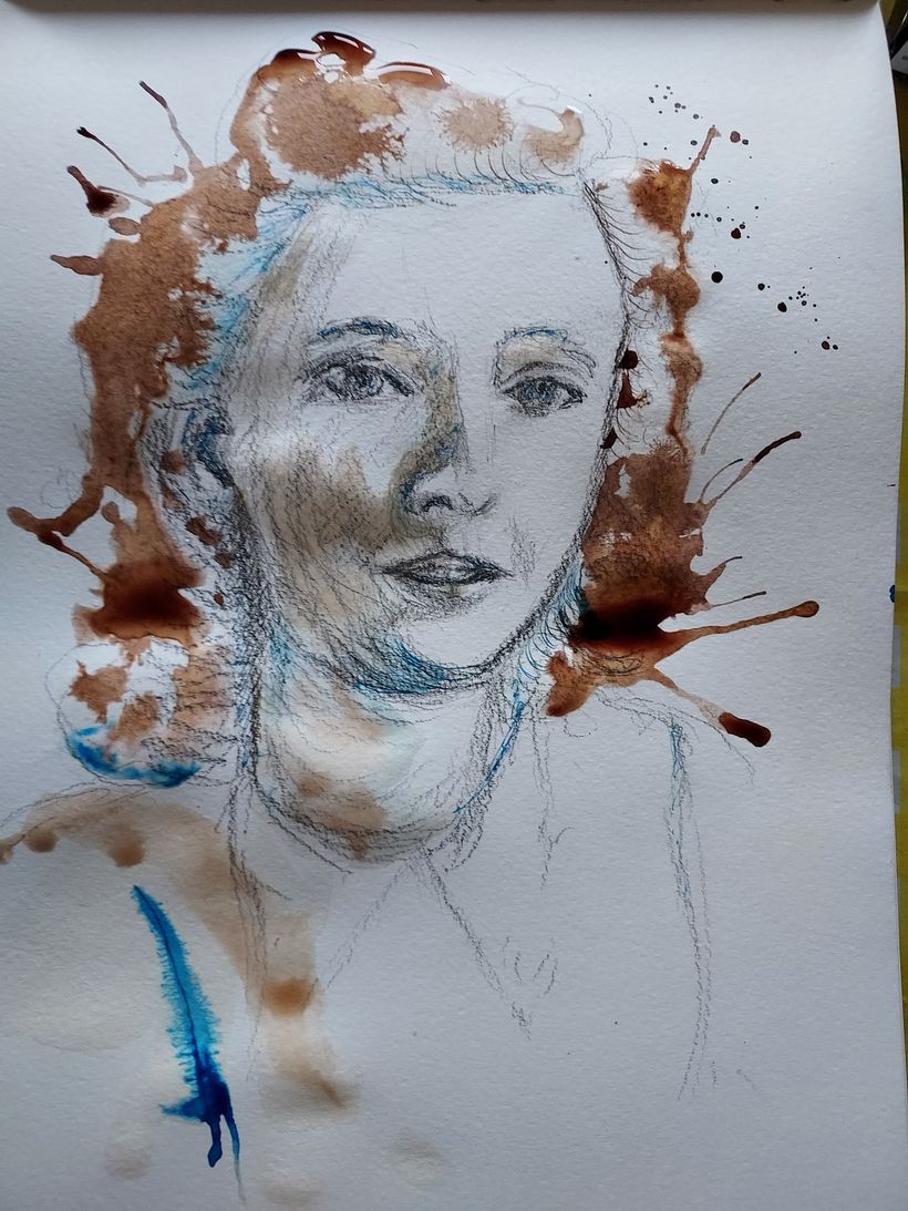 My project for course: Experimental Portraiture with Ink, Tea and Alcohol 2