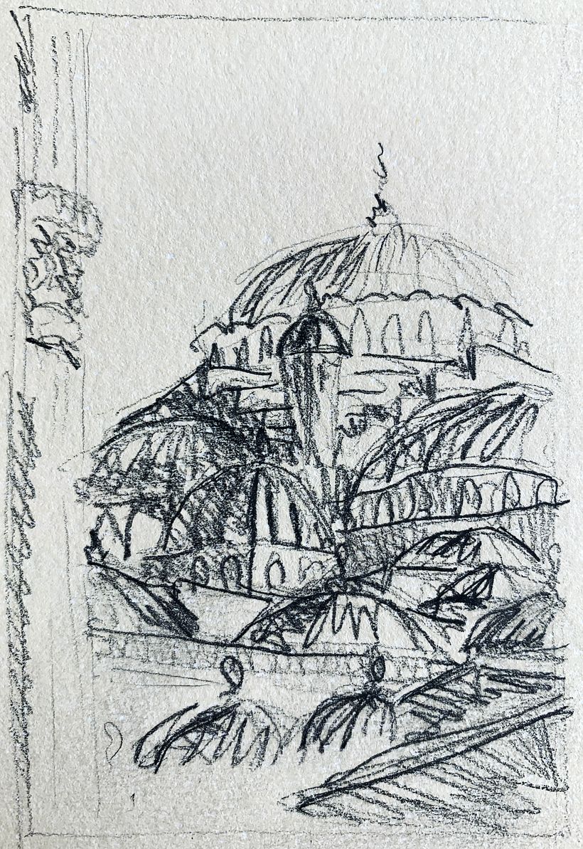 study of layout, shapes, perspectives and lights/darks
