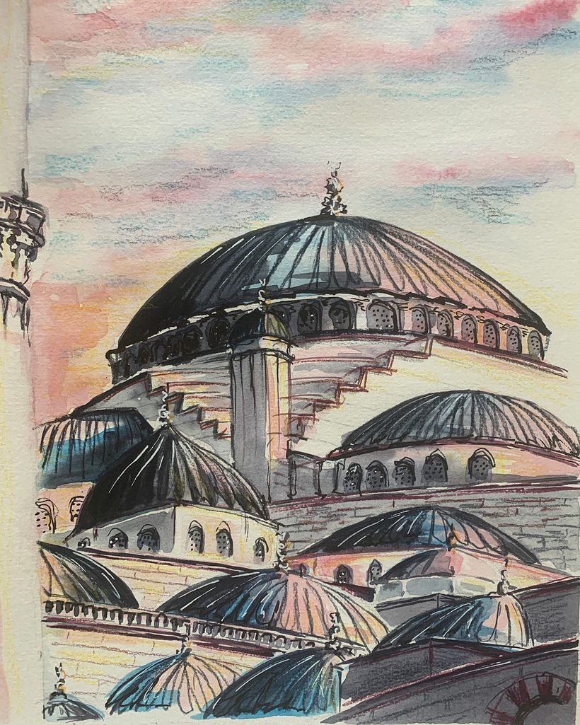 and final details with colored pencils and ink