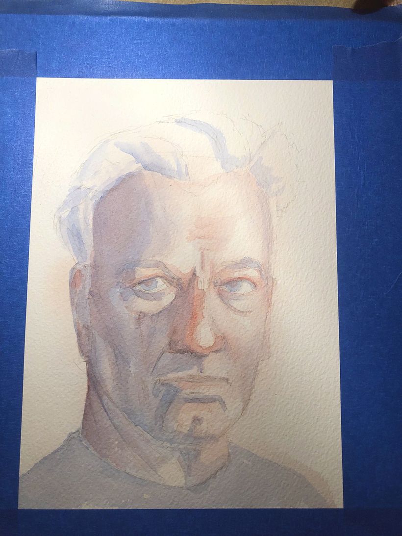Warm wash on wet - cadmium red, and more warm on dry