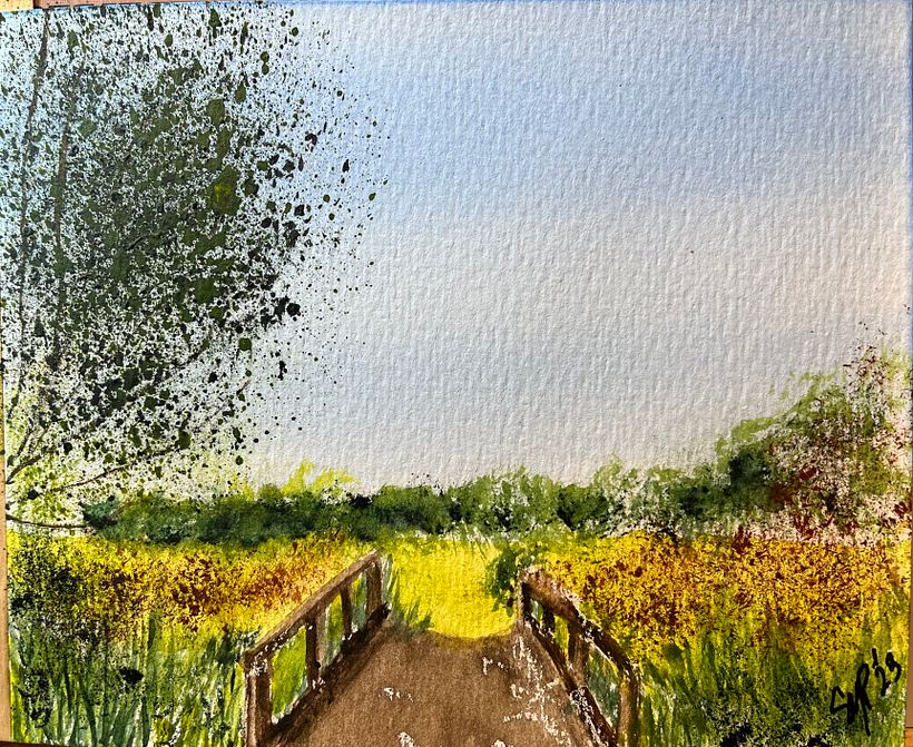 Watercolor of meadow