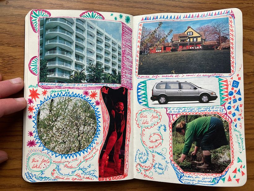 Start; Collage + Association with text.