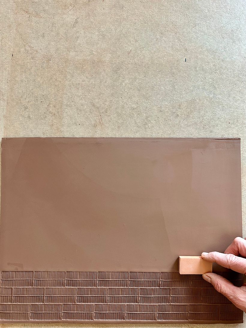 texturing the large rectangular slab