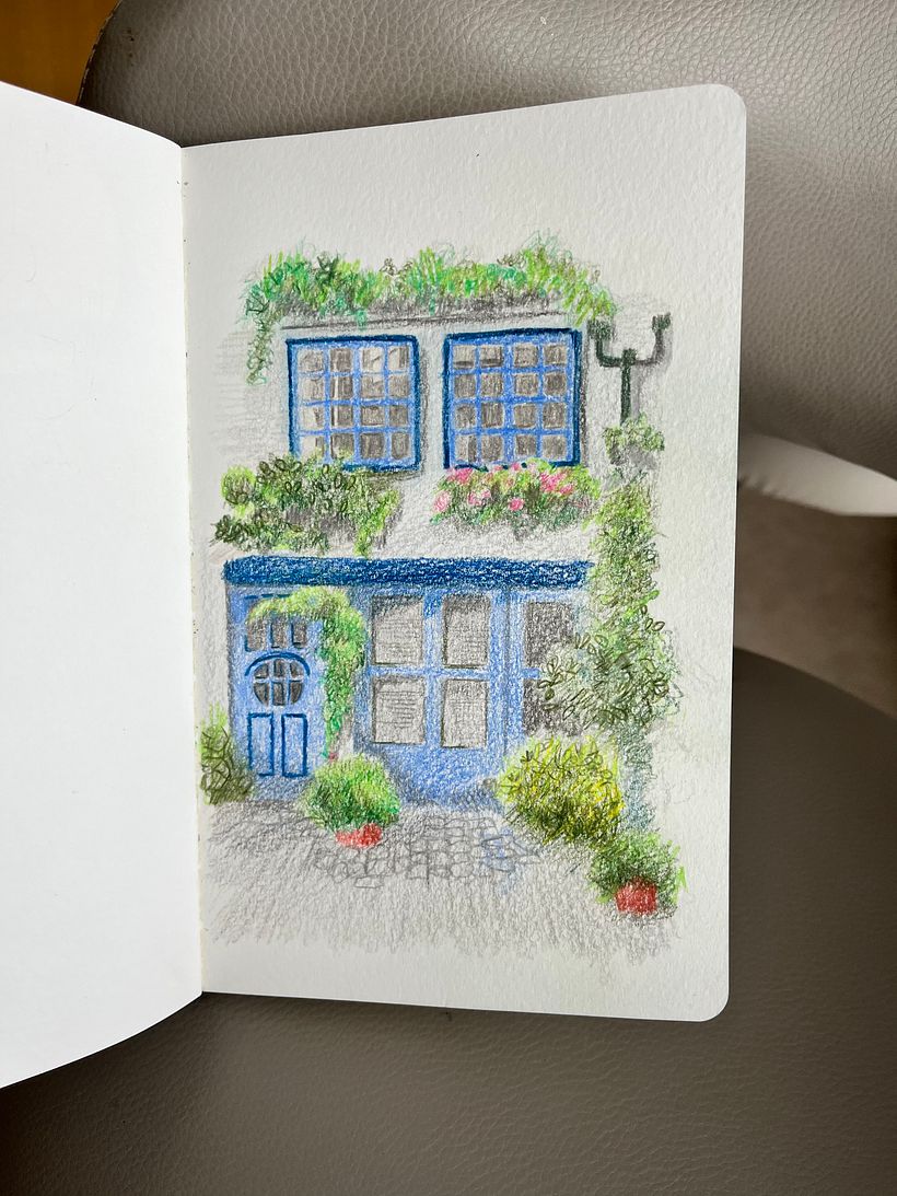 Portree, Isle of Skye: coloured pencil in sketchbook 5