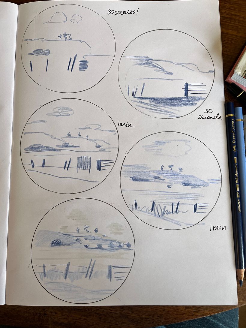 Portree, Isle of Skye: coloured pencil in sketchbook 7