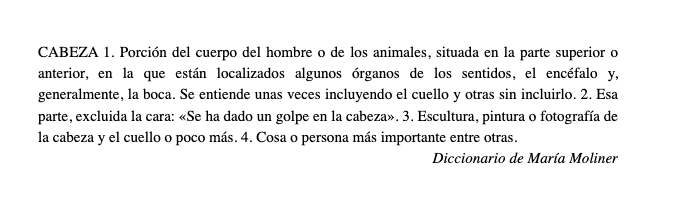 Ejemplo del texto en la primera sección, un guiño al juego de lenguaje para el tema de los cuentos.