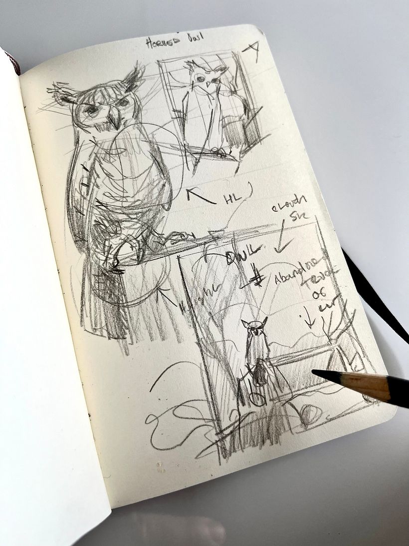 1st step, sketchbook drawing visualization and idea