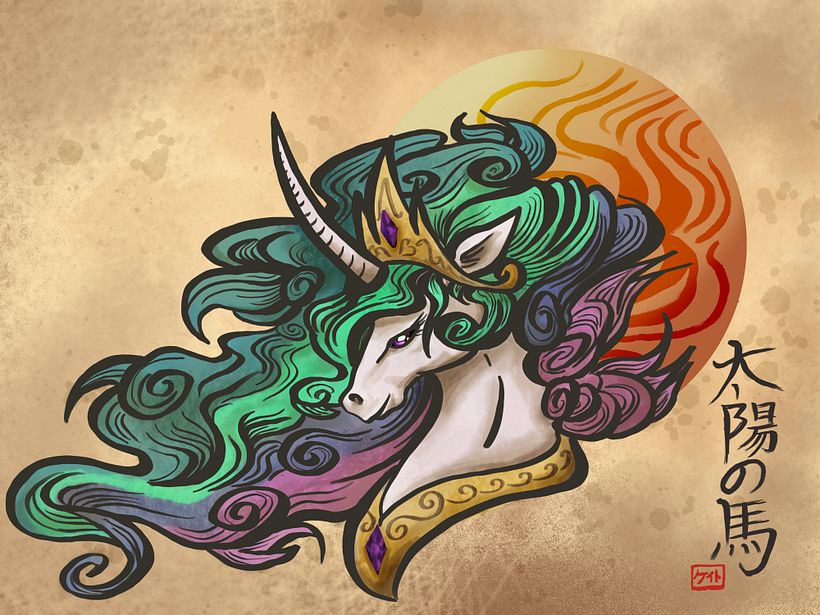Princess Celestia, My Little Pony. Inspired by the game Okami