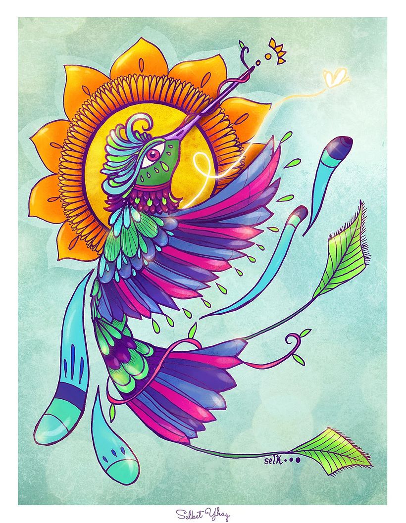 Técnica mixta: tinta tradicional y color digital.