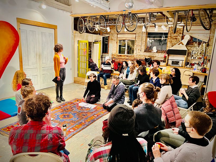 Here I am introducing the play to the very first audience to experience it!