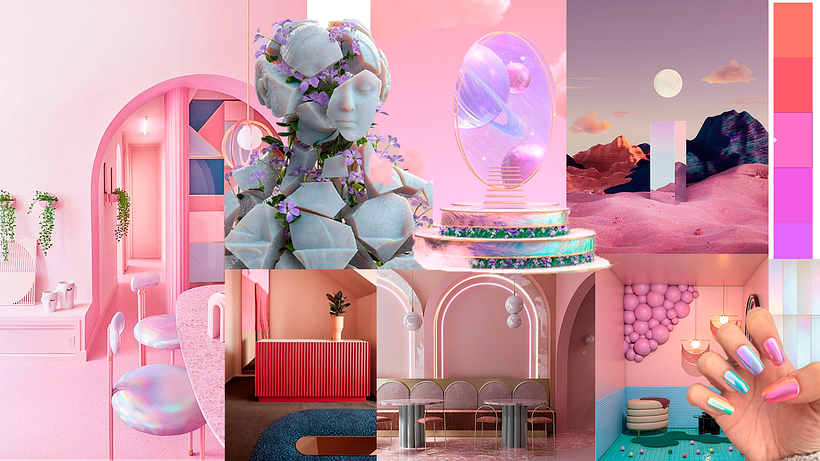 MOODBOARD DE INSPIRACIÓN: Este es el moodboard que se le mostró al cliente, ubiqué todas las imágenes de inspiración