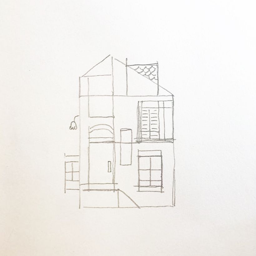 Boceto con detalles de la casa
