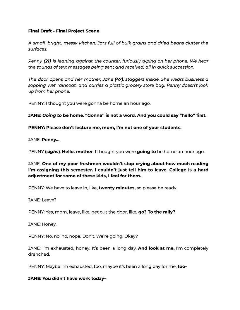 My project for course: Creative Writing for Film and Theater 4