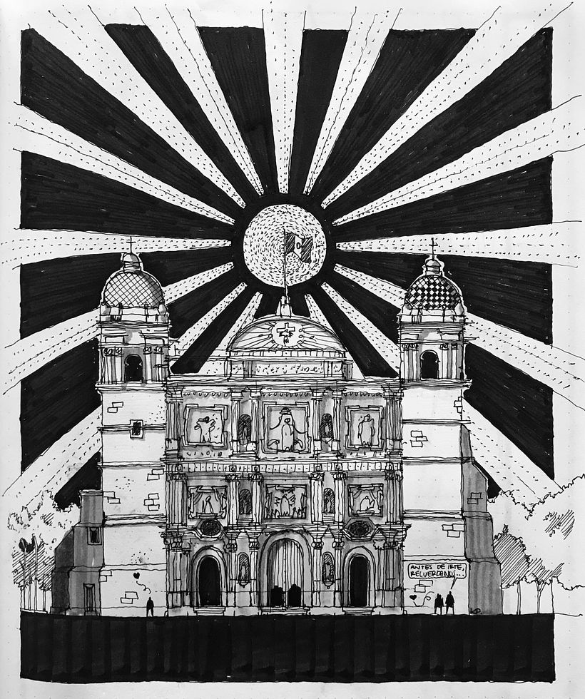 Catedral del Oaxaca. Oaxaca, México. (alzado)