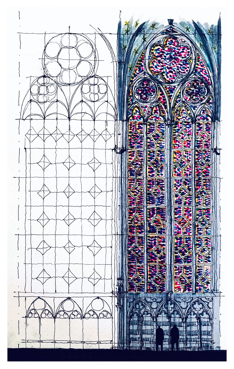 Saint Chapelle. Paris, Francia. (Trazo y vitrales)
