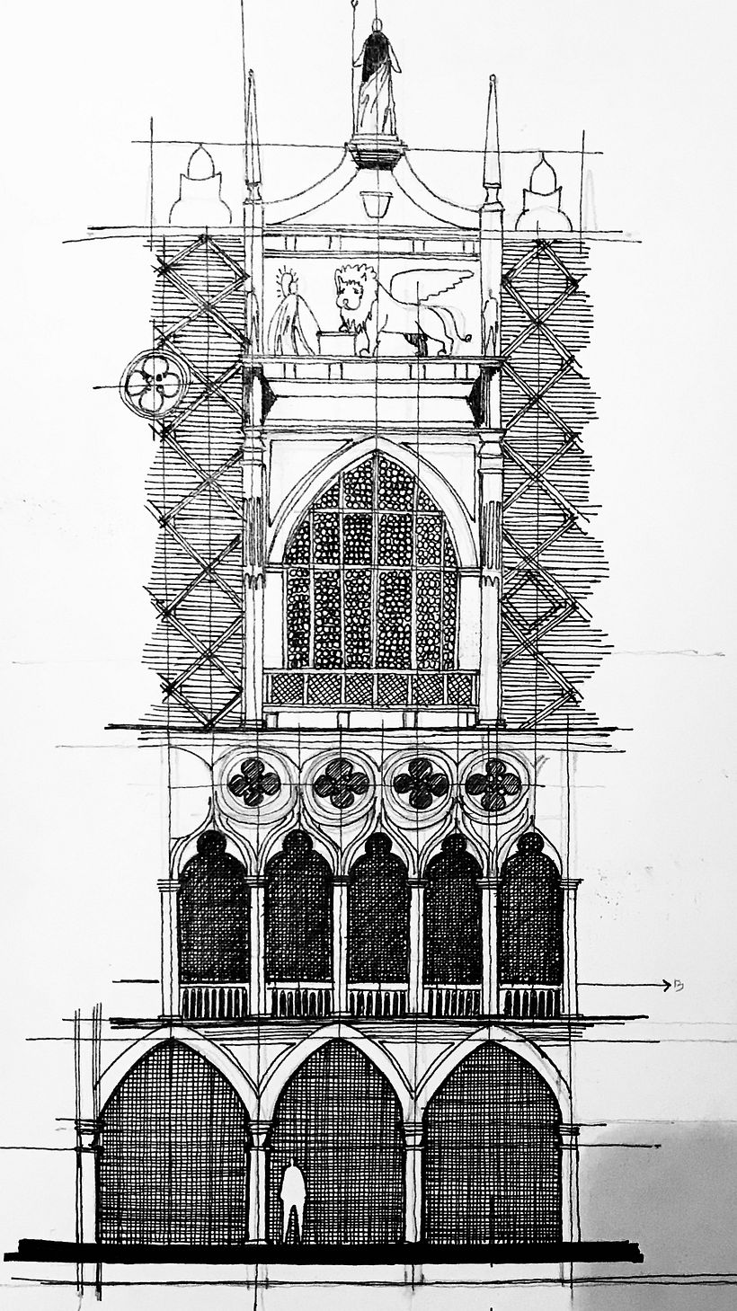 Palacio Ducal. Venecia, Italia. (alzado)