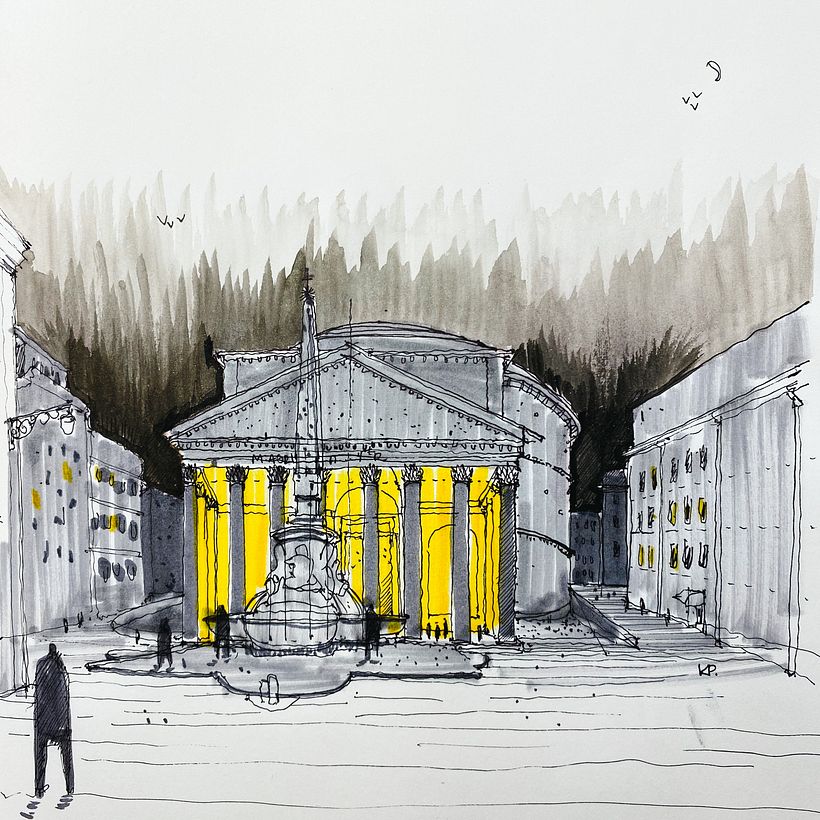 El Pantheón de Agripa. Roma, Italia. (perspectiva)