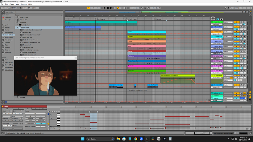 Mi proyecto del curso: Composición musical para cortometrajes con Ableton Live 2