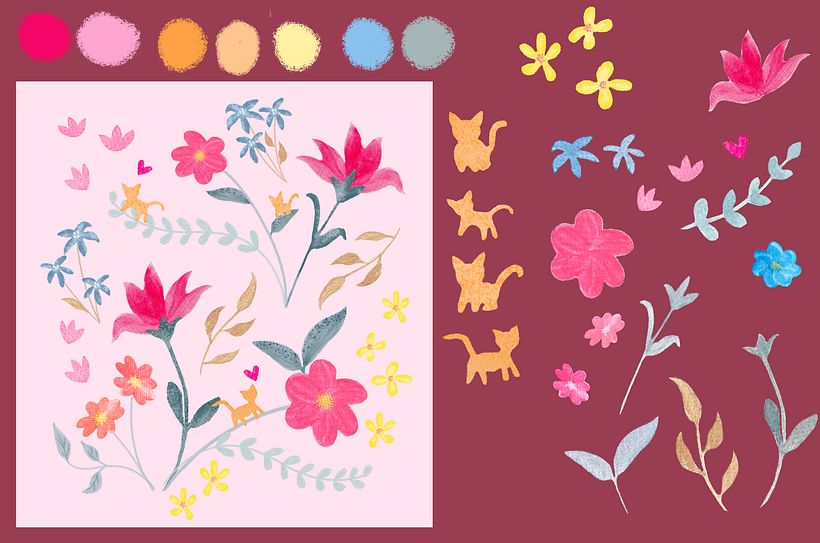 Meu projeto do curso: Ilustração e design de padrões florais 4