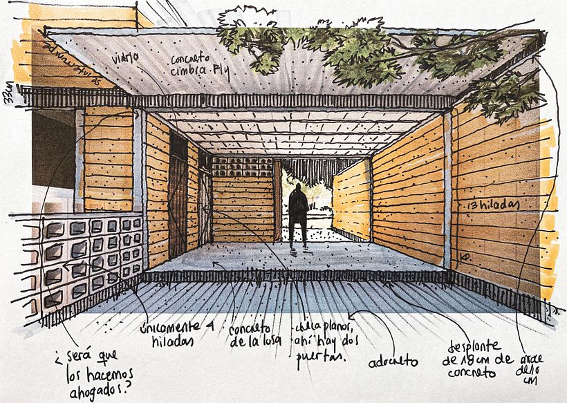 Dibujo sobre render para un Refugio de Perros