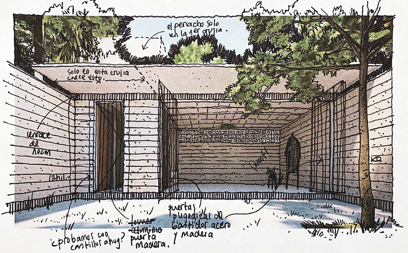 Dibujo sobre render para un Refugio de Perros