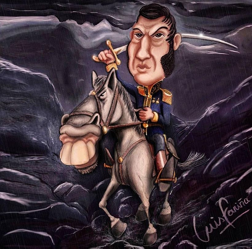 San Martín (Técnica mixta: Aguada de acrílico, Acrílico, Lápiz y Photoshop) 