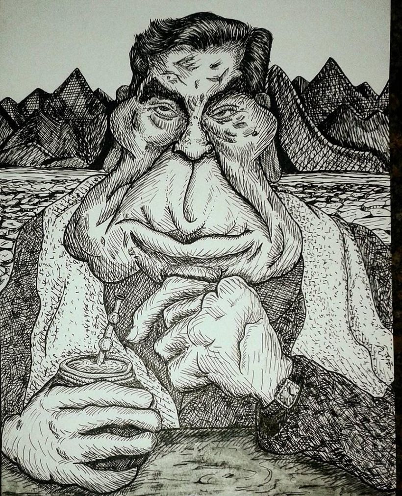 Atahualpa Yupanki (plumín y tinta china)