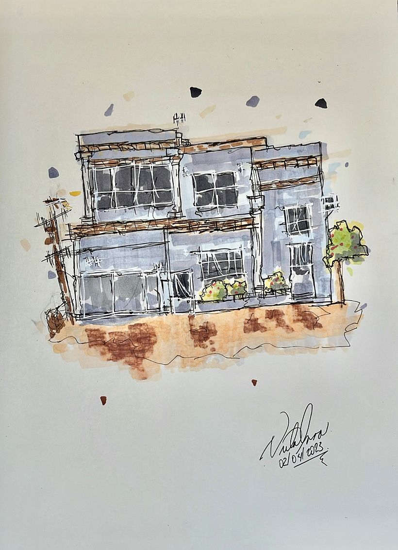 Mi proyecto del curso: Dibujo arquitectónico expresivo con marcadores de colores 1