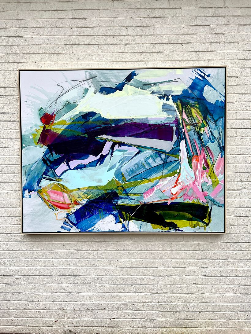 “Walking Towards The Sun“ 49“ x 61“, mixed media on canvas