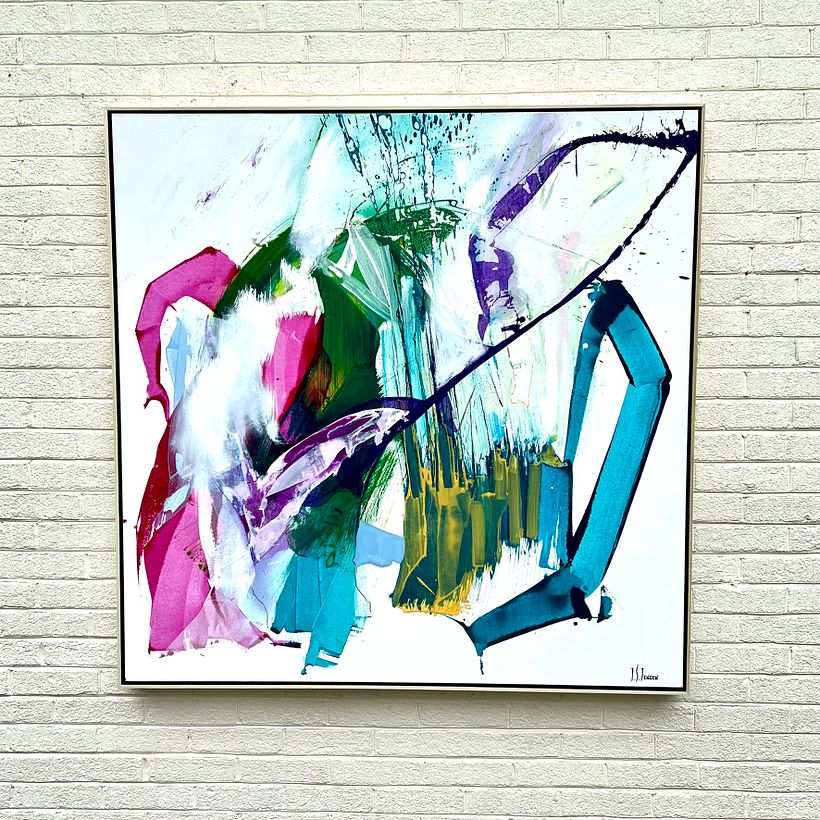 “The Gravity Of A Story” 49“ x 49“, mixed media on canvas